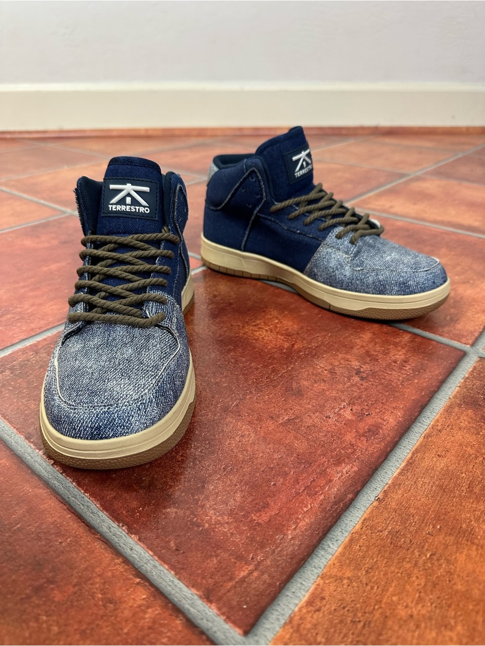 Terrestro Navy Denim High-Top Sneakers
